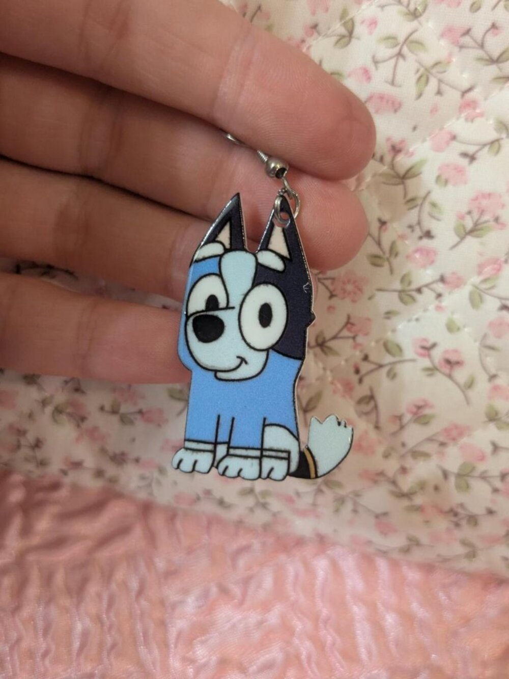 handmade blue bluey character dog puppy cute dangle earrings